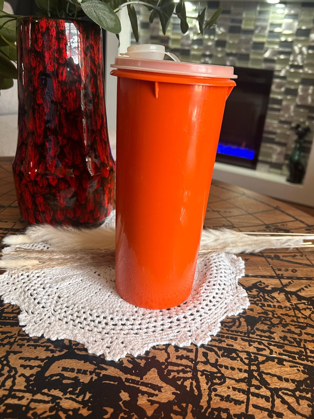 Vintage Tupperware Orange Beverage Container | Retro 1970s Pour Spout Pitcher